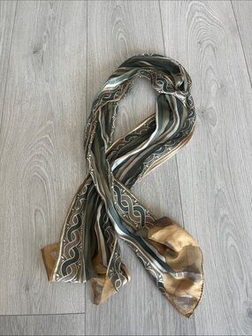 Anthropologie Striped Scarf in Olive, Gold, Cream, Brown